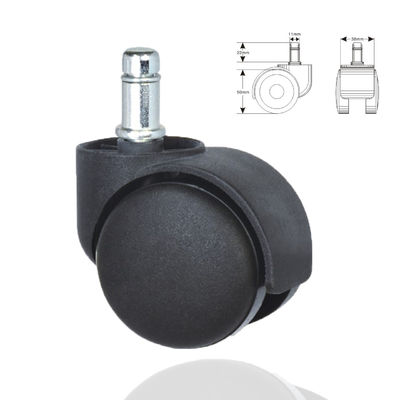 50mm schwarze Spindel, Nylon-Twin-Sound-Möbel Universal-Räderräder
