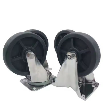 Schwarzes Edelstahl drehbare Castorräder Schwerlast 50 mm Lauffläche Hitzebeständig