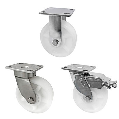 Weiße PA-Räder 304 aus Edelstahl Schwerlasträder 400 kg-600 kg Ladekapazität
