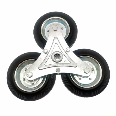 125 mm schwarze Gummi-Treppenkletterrad mit Walzlager