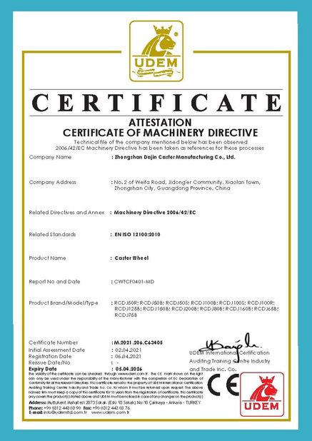 China Zhongshan Xiaolan Elephant Casters Products Factory zertifizierungen